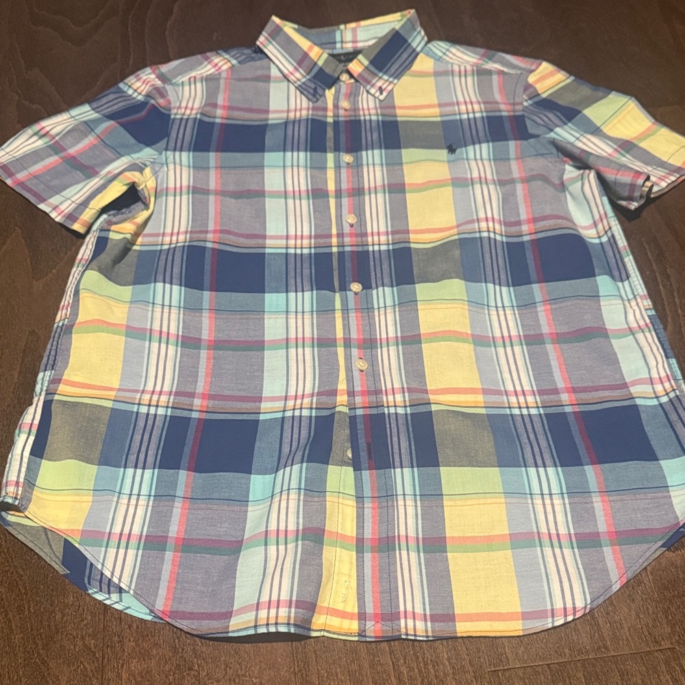Polo Ralph Lauren Blue and Yellow Plaid Shirt-Size 18-20